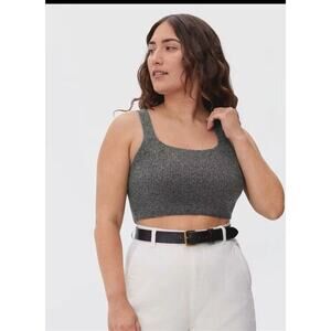 Everlane charcoal grey wool yak hair knit cozy stretch crop bralette tank top S